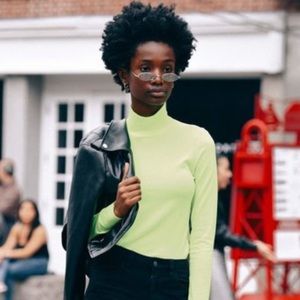 neon green turtleneck